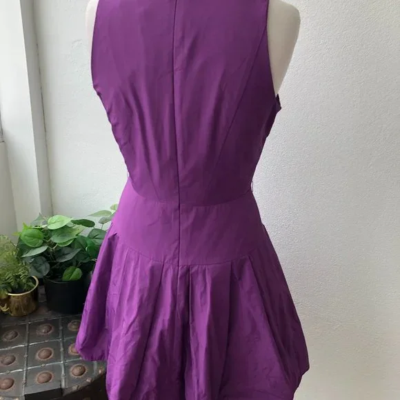 CUE Purple Sleeveless Pleated Fit n Flare Dress Size 8 New w Tags RRP $249 - Picture 6 of 12